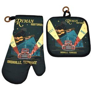 New Ryman Nashville Oven Mitt Potholder Set Kitchen Grand Ole Opry Country Music